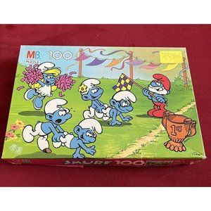Vtg 1988 Milton Bradley SMURF 100 Piece Puzzle 11”x 16” 4190-12 Complete In Box